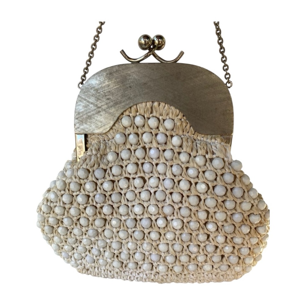 Elegant Cream Beaded Clutch Vintage made in Italy